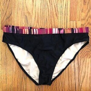 NEW NWOT 24TH OCEAN Black Pink Cream Multi Stripe Y2K Bikini Swimsuit Bottom XL